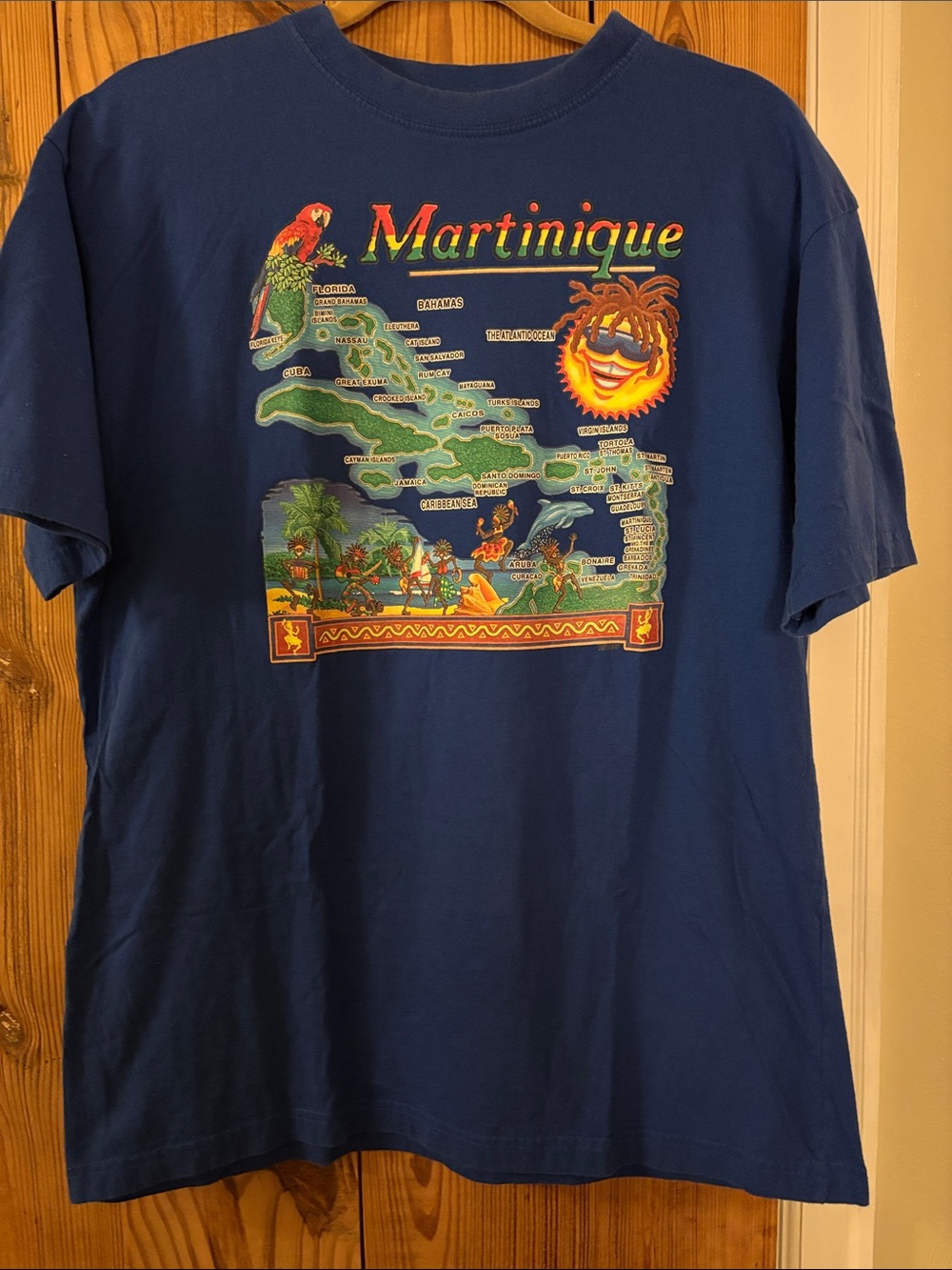 Martinique Map Graphic Tee - Blue Short Sleeve Men’s Shirt